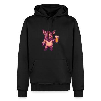 Schwein Pixel Bier Wildschwein - Männer Premium Bio Hoodie - Schwarz - Vorne - Nico (187cm)
