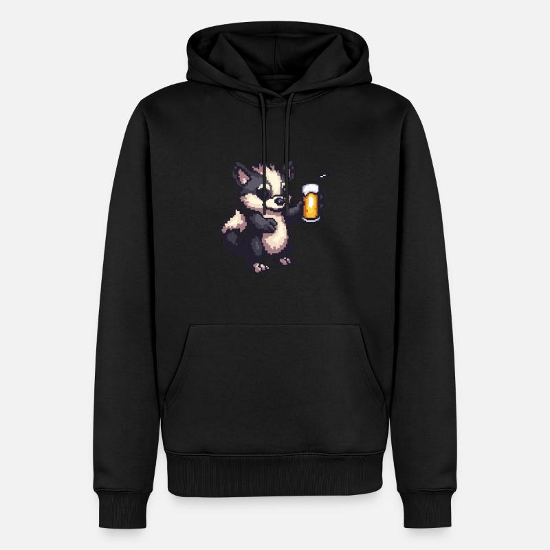Skunk Pixel Bière - Sweat à capuche Premium bio Homme - noir
