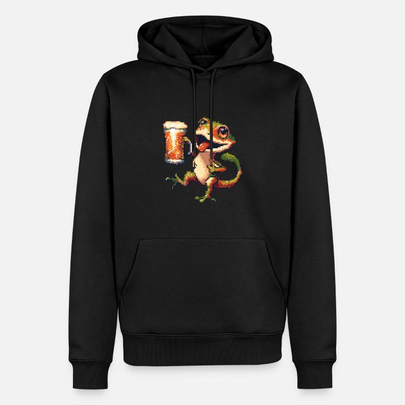 Bière Lizard Pixel - Sweat à capuche Premium bio Homme - noir