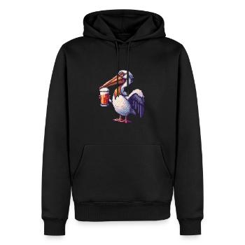 Pelikan Vogel Pixel Bier - Männer Premium Bio Hoodie - Schwarz - Vorne - Nico (187cm)