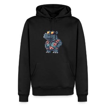 Hippopotame drôle d’été - Sweat à capuche Premium bio Homme - noir - Devant - Nico (187cm)