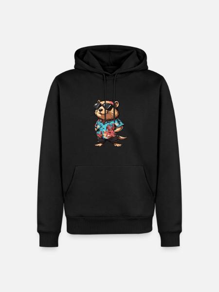 Beaver Comic Funny Summer - Men’s Premium Organic Hoodie - black