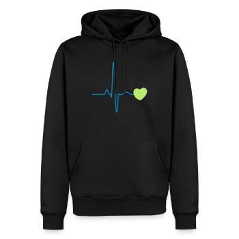 2c heartbeat with heart - Men’s Premium Organic Hoodie - black - Front - Nico (187cm)