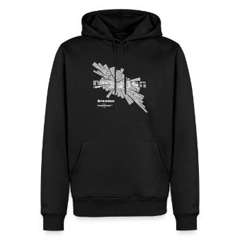 Dresden Karte - Männer Premium Bio Hoodie - Schwarz - Vorne - Nico (187cm)