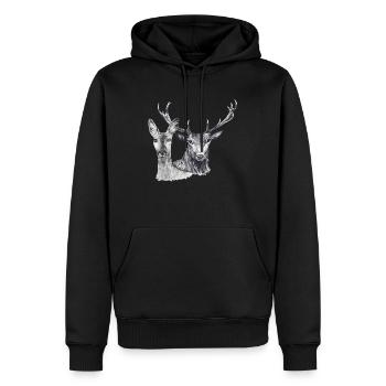 Reh und Reh - Männer Premium Bio Hoodie - Schwarz - Vorne - Nico (187cm)