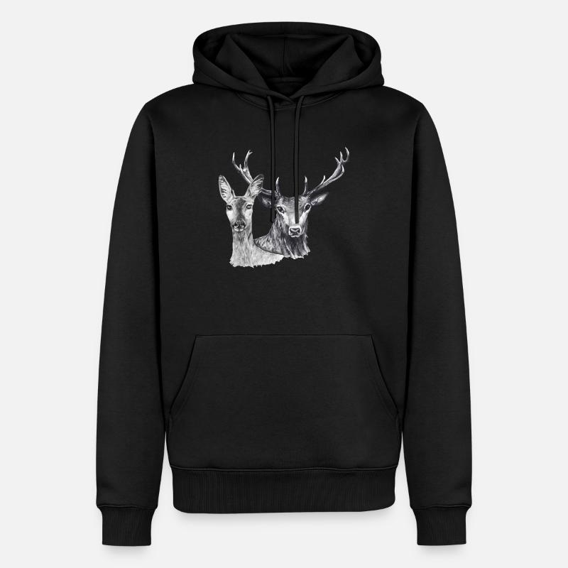 Chevreuil et Cerf - Sweat à capuche Premium bio Homme - noir