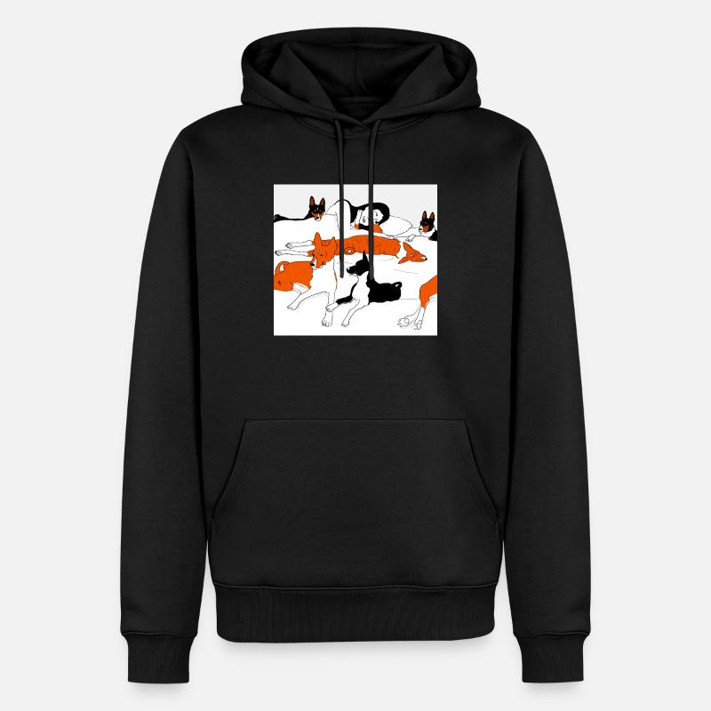 Chiens Basenji couchés - Sweat à capuche Premium bio Homme - noir