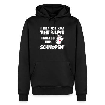 Lustiger Spruch Dialekt Österreichisch Schnapsen - Männer Premium Bio Hoodie - Schwarz - Vorne - Nico (187cm)