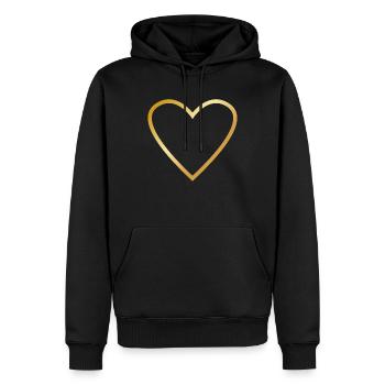 Herz Gold - Männer Premium Bio Hoodie - Schwarz - Vorne - Nico (187cm)