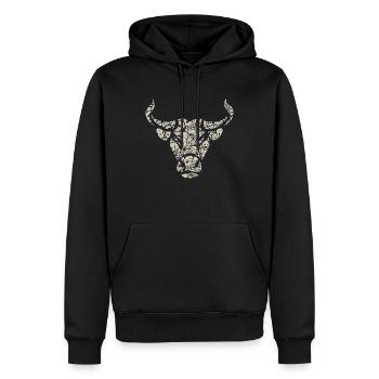 Stierkopf mit Schädeln - Männer Premium Bio Hoodie - Schwarz - Vorne - Nico (187cm)