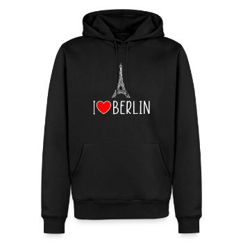 Tour Eiffel De Berlin images drôles funny - Sweat à capuche Premium bio Homme - noir - Devant - Nico (187cm)