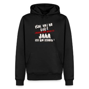ICH BIN SCHULD - Männer Premium Bio Hoodie - Schwarz - Vorne - Nico (187cm)