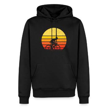 velo - cycliste sur coucher de soleil - Sweat à capuche Premium bio Homme - noir - Devant - Nico (187cm)