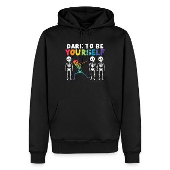 Funny Dabbing Skeleton Proud LGBT Pride Dare To Be - Männer Premium Bio Hoodie - Schwarz - Vorne - Nico (187cm)