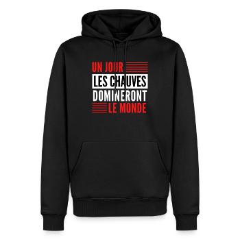 Un jour les chauves domineront le monde - Sweat à capuche Premium bio Homme - noir - Devant - Nico (187cm)