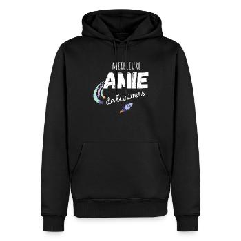 meilleure amie de l'univers cadeau amie - Sweat à capuche Premium bio Homme - noir - Devant - Nico (187cm)