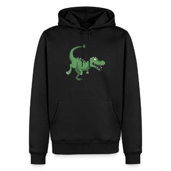 Dino 30 - Männer Premium Bio Hoodie - Schwarz - Vorne - Nico (187cm)