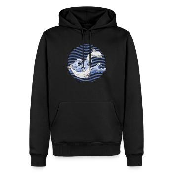 Delphine - Männer Premium Bio Hoodie - Schwarz - Vorne - Nico (187cm)