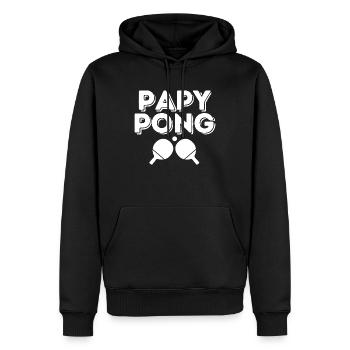 PAPY PONG - TENNIS DE TABLE FAMILLE HUMOUR - Sweat à capuche Premium bio Homme - noir - Devant - Nico (187cm)