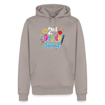 2nd Grade Squad Teacher - Men’s Premium Organic Hoodie - taupe - Front - Nico (187cm)