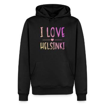 I Love Helsinki - Männer Premium Bio Hoodie - Schwarz - Vorne - Nico (187cm)