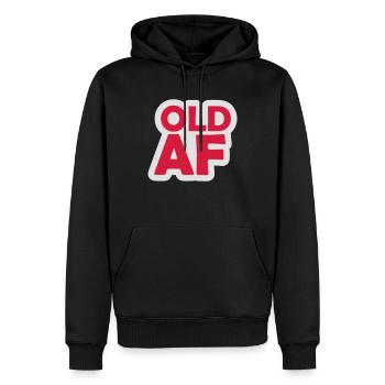 old AF Text Logo - Men’s Premium Organic Hoodie - black - Front - Nico (187cm)