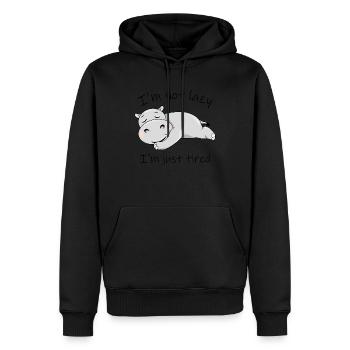 Süßes faules Nilpferd - Männer Premium Bio Hoodie - Schwarz - Vorne - Nico (187cm)