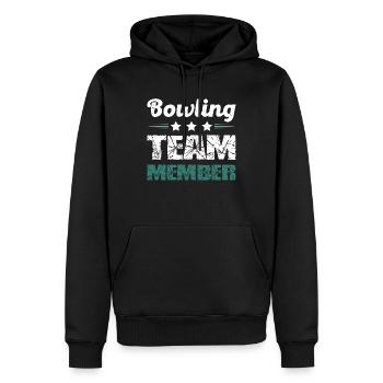 Bowling Team - Männer Premium Bio Hoodie - Schwarz - Vorne - Nico (187cm)