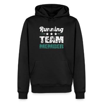 Running Team - Männer Premium Bio Hoodie - Schwarz - Vorne - Nico (187cm)