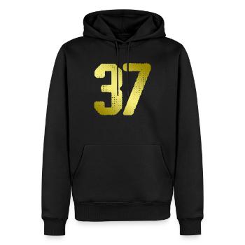 37 Numéro maillot - Sweat à capuche Premium bio Homme - noir - Devant - Nico (187cm)