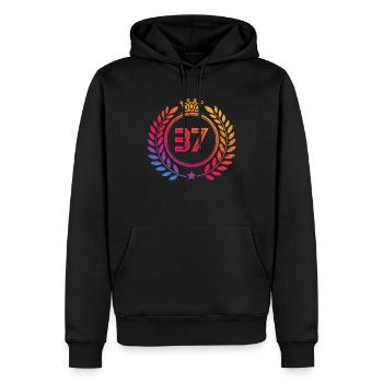 37 Couronne numérique - Sweat à capuche Premium bio Homme - noir - Devant - Nico (187cm)
