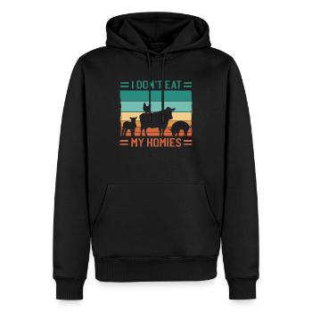 I don't eat my Homies! Vegan Veganismus Kein Fleis - Männer Premium Bio Hoodie - Schwarz - Vorne - Nico (187cm)