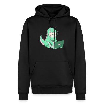Dino Nerd - Männer Premium Bio Hoodie - Schwarz - Vorne - Nico (187cm)