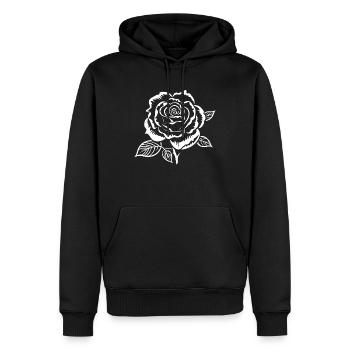 Rose blanche - Sweat à capuche Premium bio Homme - noir - Devant - Nico (187cm)