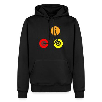 E-Scooter Roller - Männer Premium Bio Hoodie - Schwarz - Vorne - Nico (187cm)