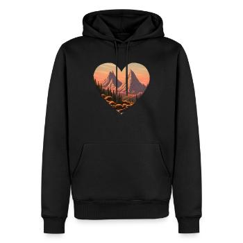 Randonnée en montagne Randonneurs en montagne Randonnées en montagne - Sweat à capuche Premium bio Homme - noir - Devant - Nico (187cm)