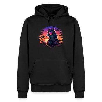 Synthwave Bird Sunset - Sweat à capuche Premium bio Homme - noir - Devant - Nico (187cm)
