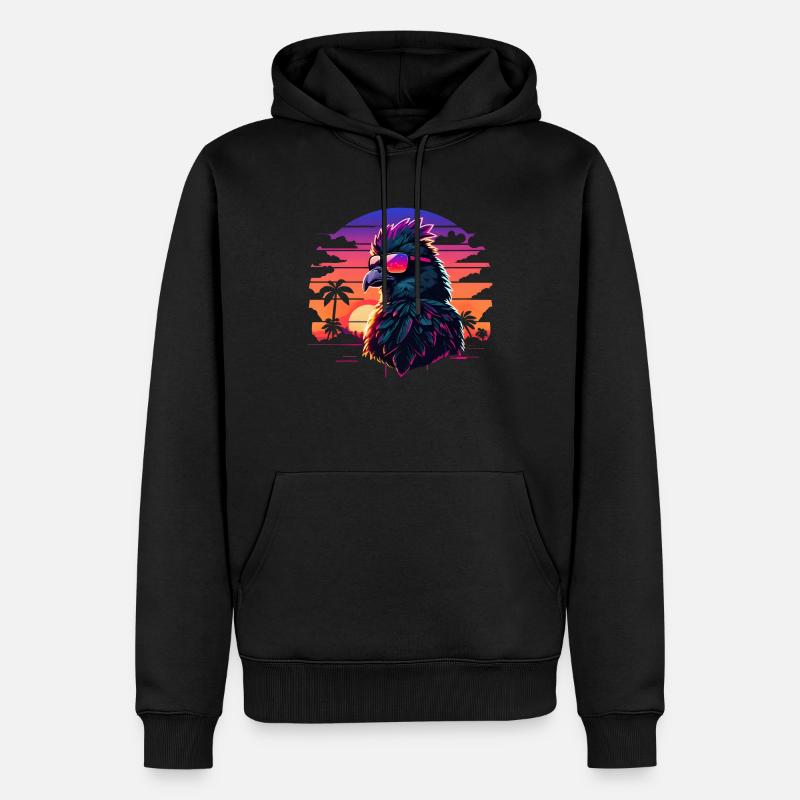 Synthwave Bird Sunset - Männer Premium Bio Hoodie - Schwarz
