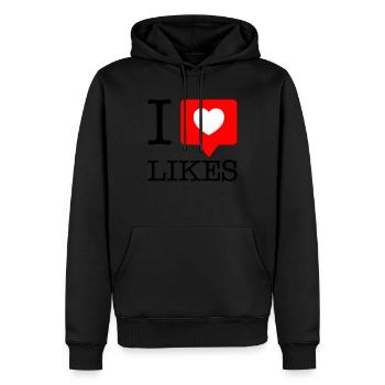 J’aime les aimer le cœur - Sweat à capuche Premium bio Homme - noir - Devant - Nico (187cm)