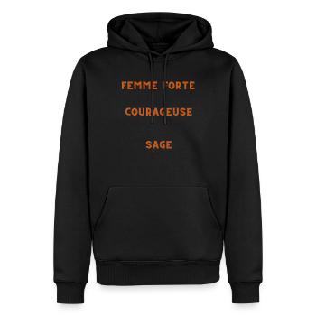 Femme forte, courageuse, sage. - Sweat à capuche Premium bio Homme - noir - Devant - Nico (187cm)