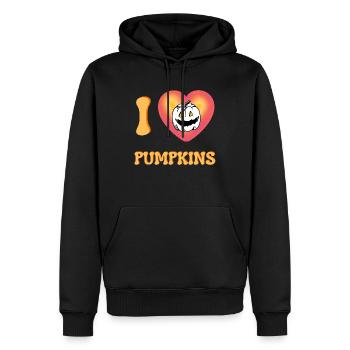 Ich liebe Kürbisse Halloween Spooky Horror Face - Männer Premium Bio Hoodie - Schwarz - Vorne - Nico (187cm)