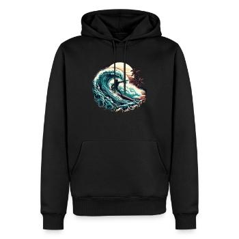 Surfer dude riding a big wave - Men’s Premium Organic Hoodie - black - Front - Nico (187cm)