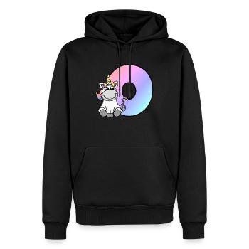 Einhorn Buchstabe O - Männer Premium Bio Hoodie - Schwarz - Vorne - Nico (187cm)