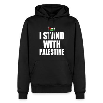 I Stand with palestine - Sweat à capuche Premium bio Homme - noir - Devant - Nico (187cm)