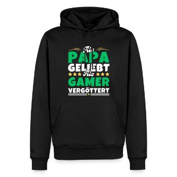 Als Papa geliebt, als Gamer vergöttert - Männer Premium Bio Hoodie - Schwarz - Vorne - Nico (187cm)