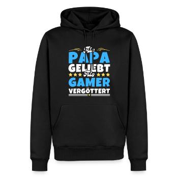 Als Papa geliebt, als Gamer vergöttert - Männer Premium Bio Hoodie - Schwarz - Vorne - Nico (187cm)