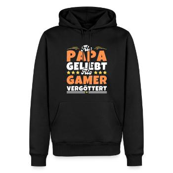 Als Papa geliebt, als Gamer vergöttert - Männer Premium Bio Hoodie - Schwarz - Vorne - Nico (187cm)