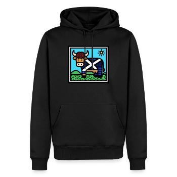 Schottische Hochlandkuh - Pop Art - Männer Premium Bio Hoodie - Schwarz - Vorne - Nico (187cm)