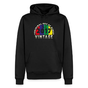 Jahrgang 2017 Retro - Bursdag - Männer Premium Bio Hoodie - Schwarz - Vorne - Nico (187cm)