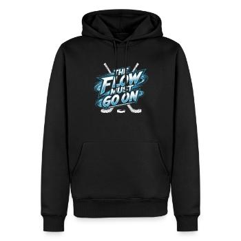 Hockey-Liebe – Der Flow geht weiter - Männer Premium Bio Hoodie - Schwarz - Vorne - Nico (187cm)